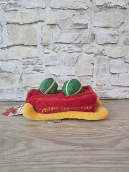 Hundespielzeug Weihnachten Schlitten aus Plüsch rot