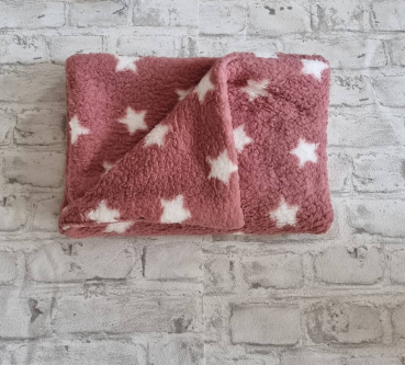 Wellnessdecke Teddyfleece altrosa Stern 70x50