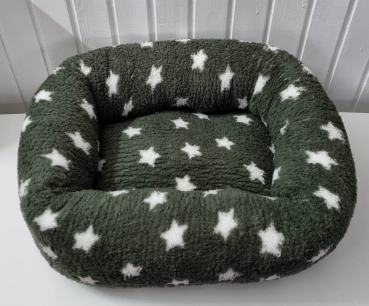 Wellnessbett Teddyfleece dunkelgrün Stern 65x50