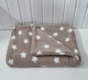 Wellnessdecke Teddyfleece  beige/schlamm taupé Stern 70x 100