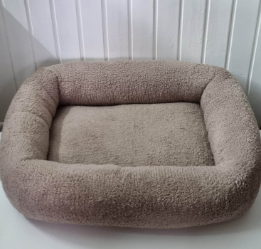 Wellnessbett Teddyfleece beige/schlamm - taupé uni 75x60