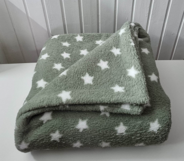 Wellnessdecke Teddyfleece hellgrün Stern 140 x 200