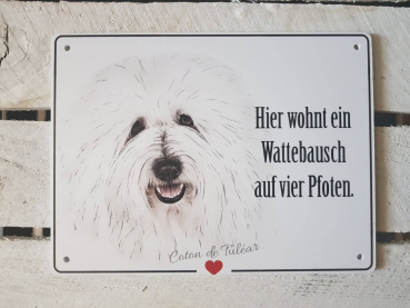 Coton de Tuléar Schild - Hier wohnt ein Wattebausch auf 4 Pfoten