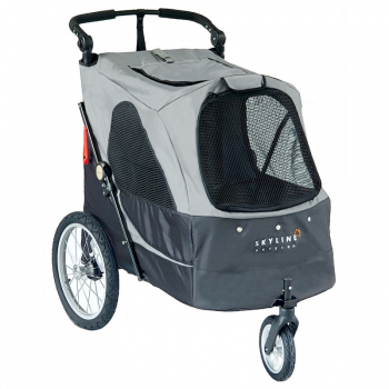 PETSTRO HUNDEBUGGY SKYLINE GRÖSSE L BIS 45 KG - SCHWARZ DUNKELGRAU
